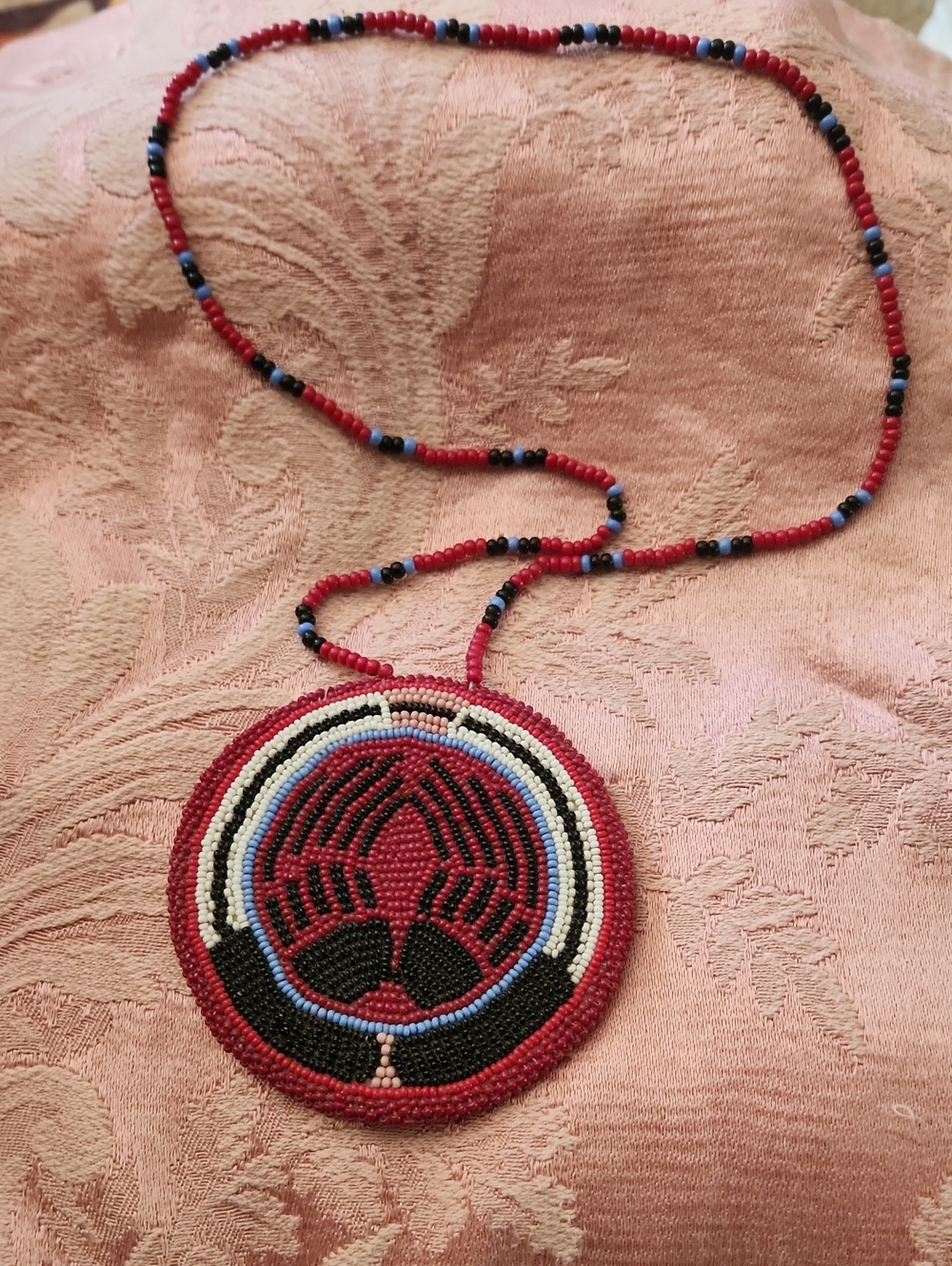 Handmade Red Beaded Pendant Necklace for Women
